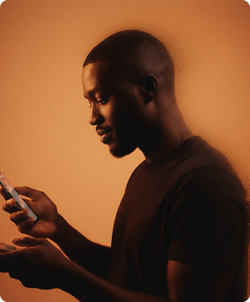 Man with mobile device